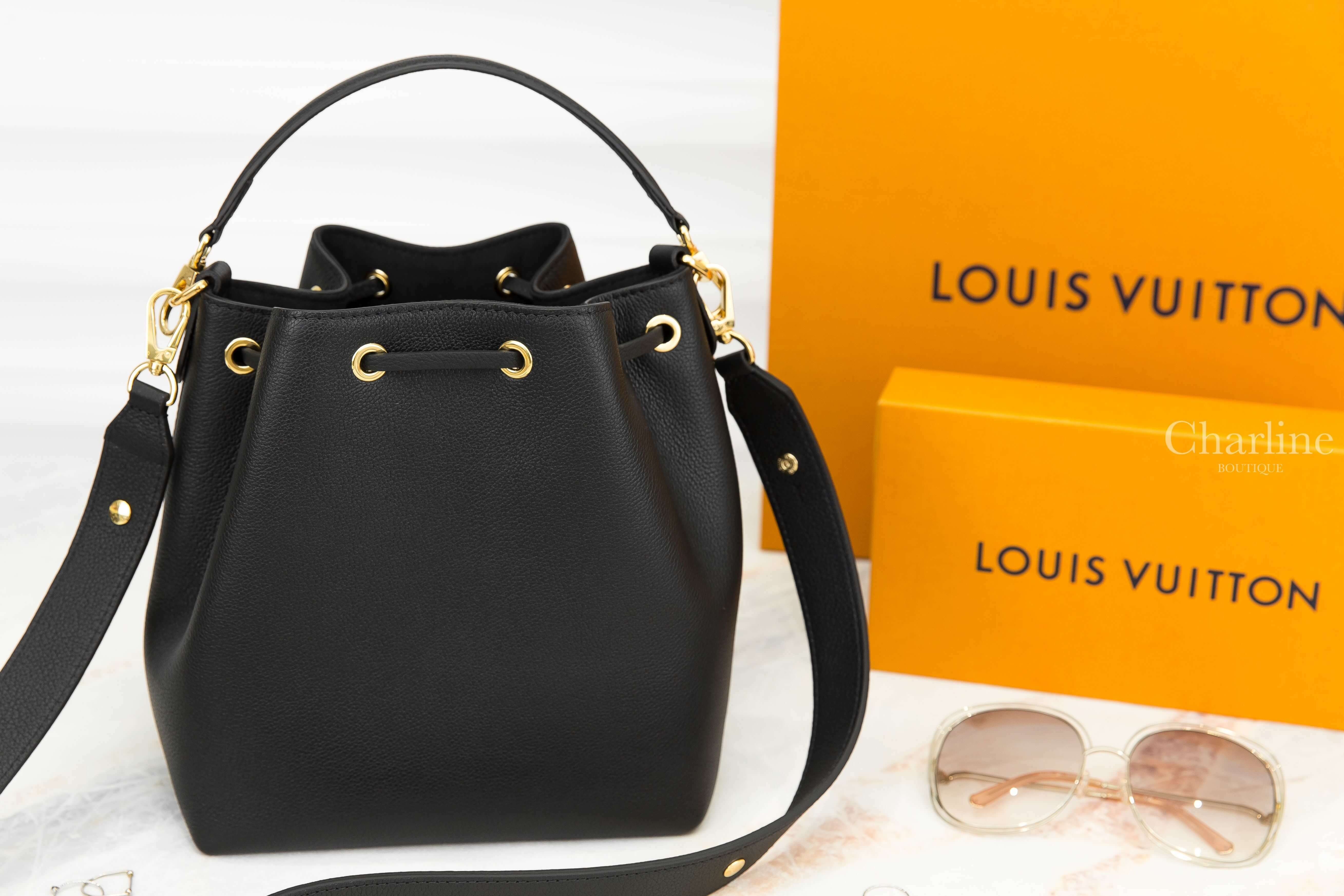 Louis Vuitton Lockme Bucket Bag 黑色金釦翻蓋夾層粒面牛皮手提水桶肩背包-Charline Boutique 精品代購
