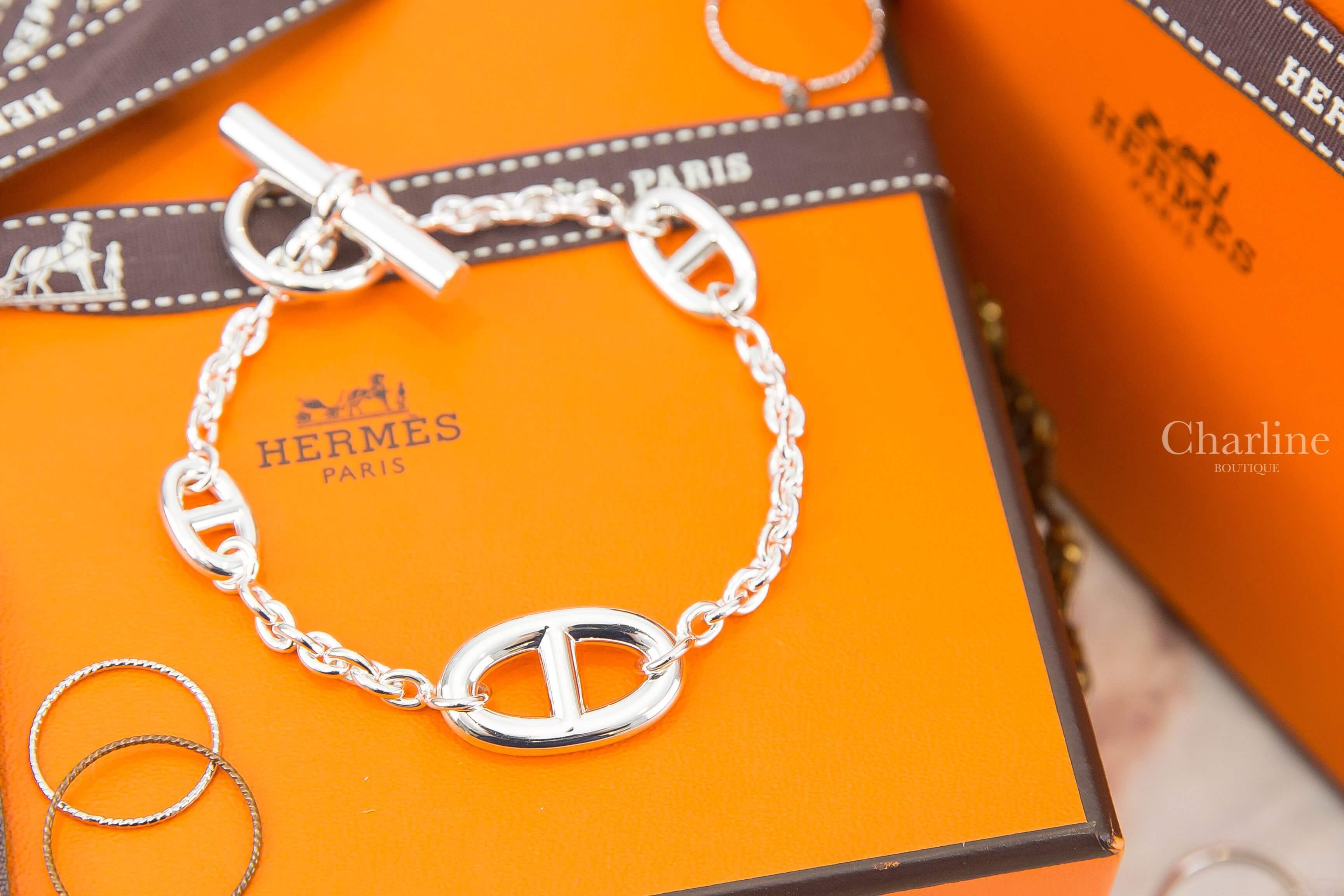 Hermès Farandole Bracelet 銀色不規則θ銀飾手鍊-Charline Boutique 精品代購