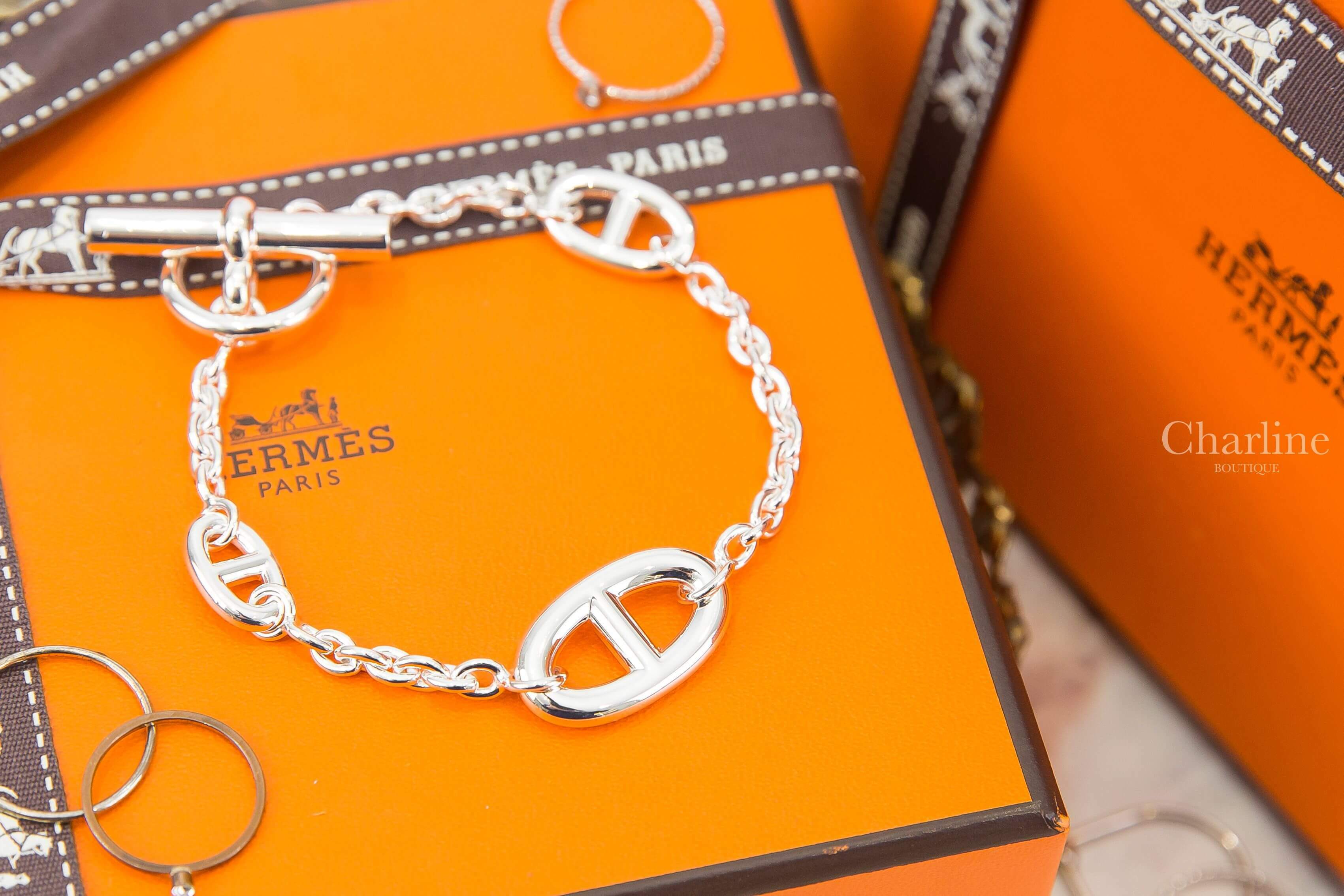 Hermès Farandole Bracelet 銀色不規則θ銀飾手鍊-Charline Boutique 精品代購