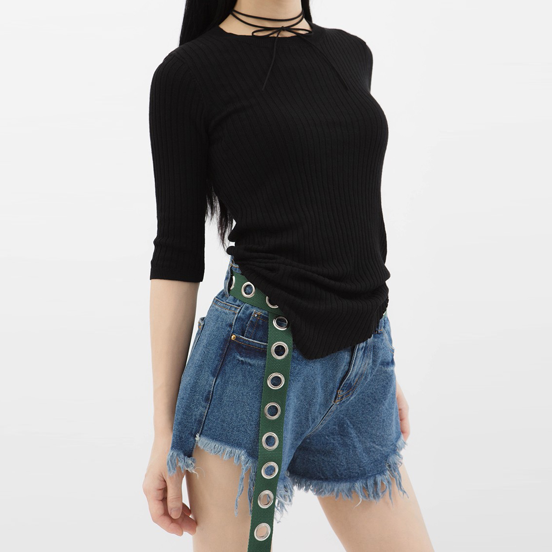 不規則細針織上衣