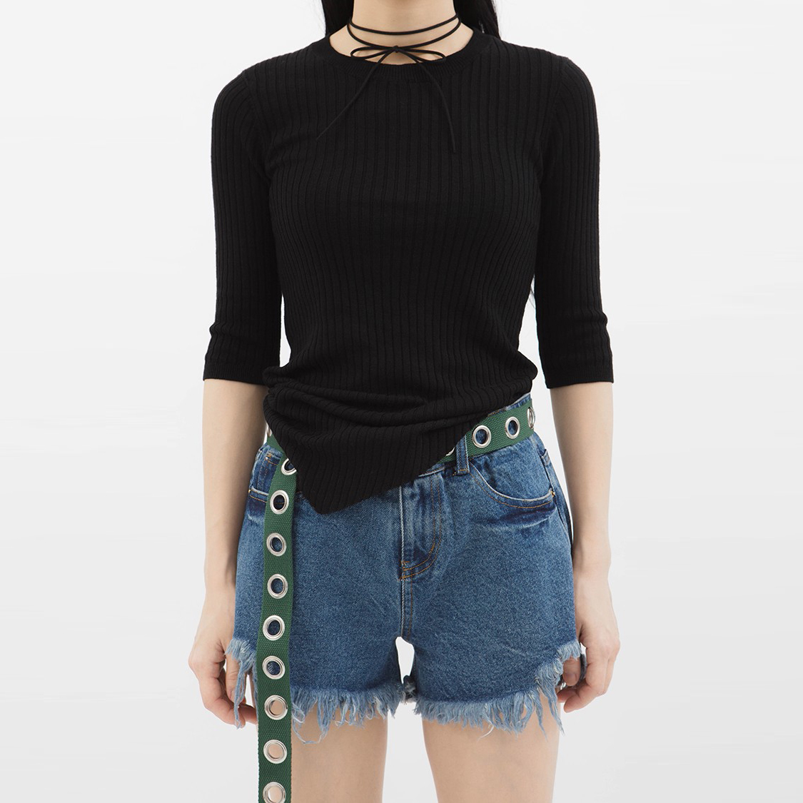 不規則細針織上衣