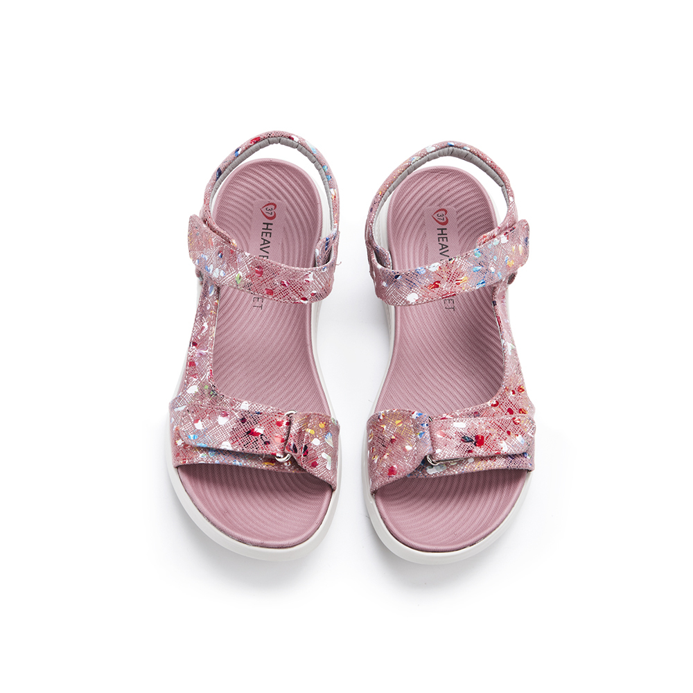 【 Heavenly Feet 】英國舒適品牌｜花卉波點印刷健走涼鞋 OYSTER 粉紅色