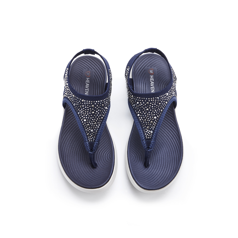【 Heavenly Feet 】英國舒適品牌｜水鑽造型夾腳休閒涼鞋 COCKTAIL 海軍藍