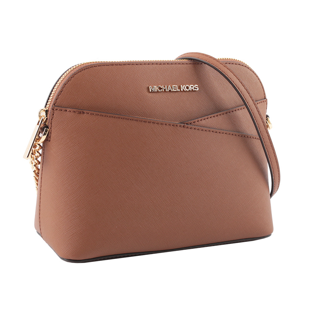 【Michael Kors】金字防刮皮革口袋貝殼包(焦糖色)