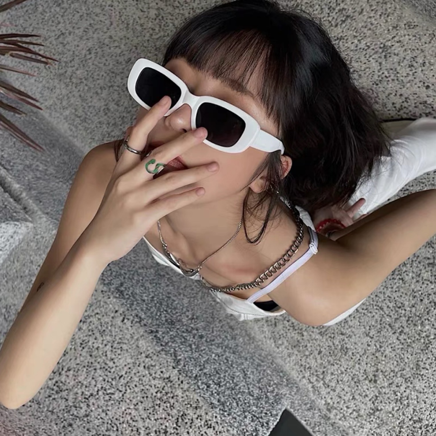 歐美個性膠框方圓墨鏡/二色