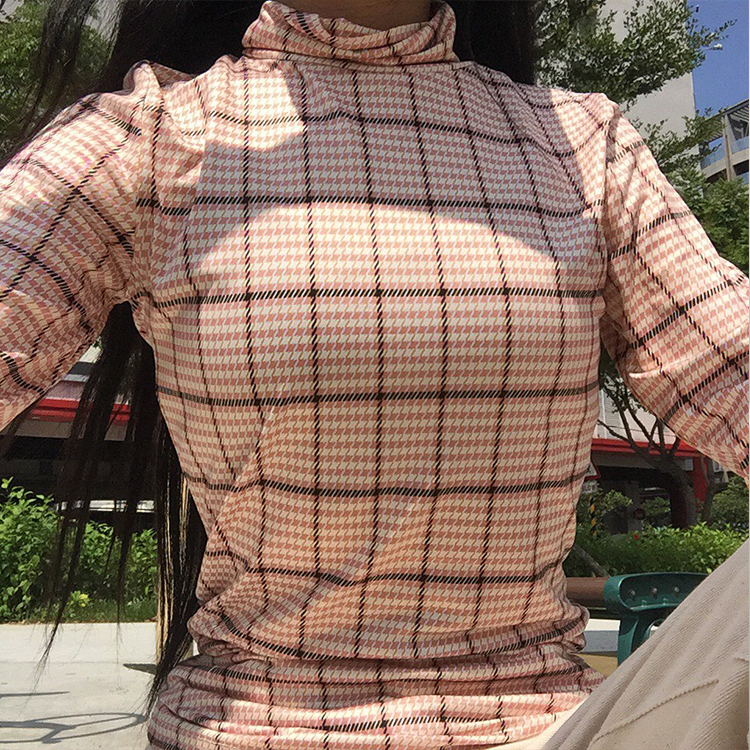 千鳥格長袖上衣