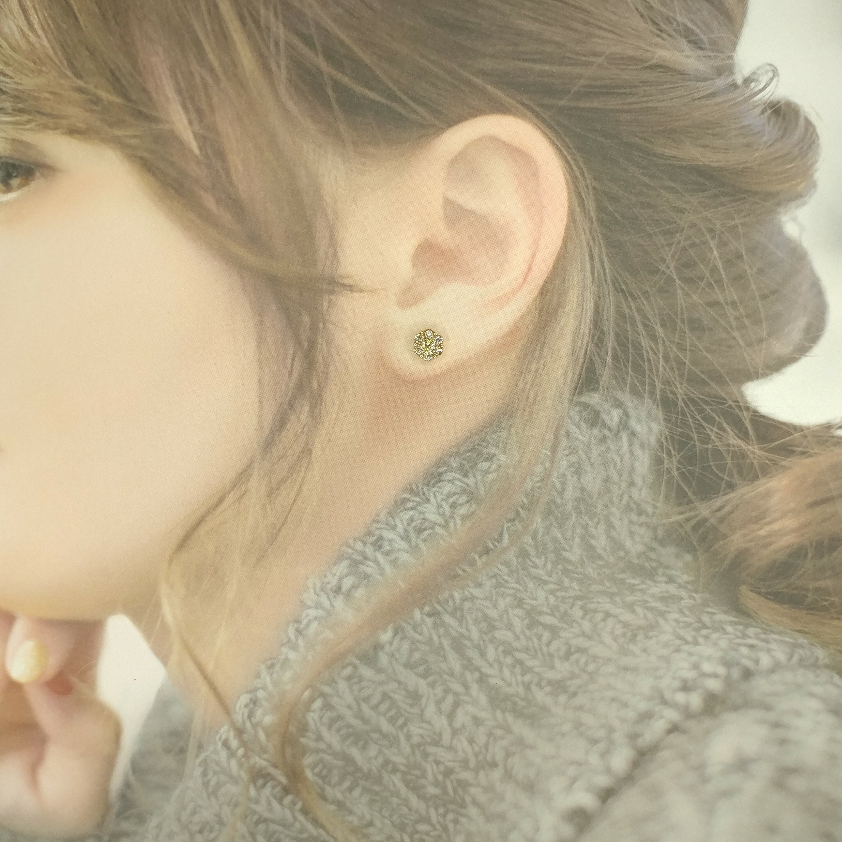 全新18K玫瑰金63份鑽石耳環