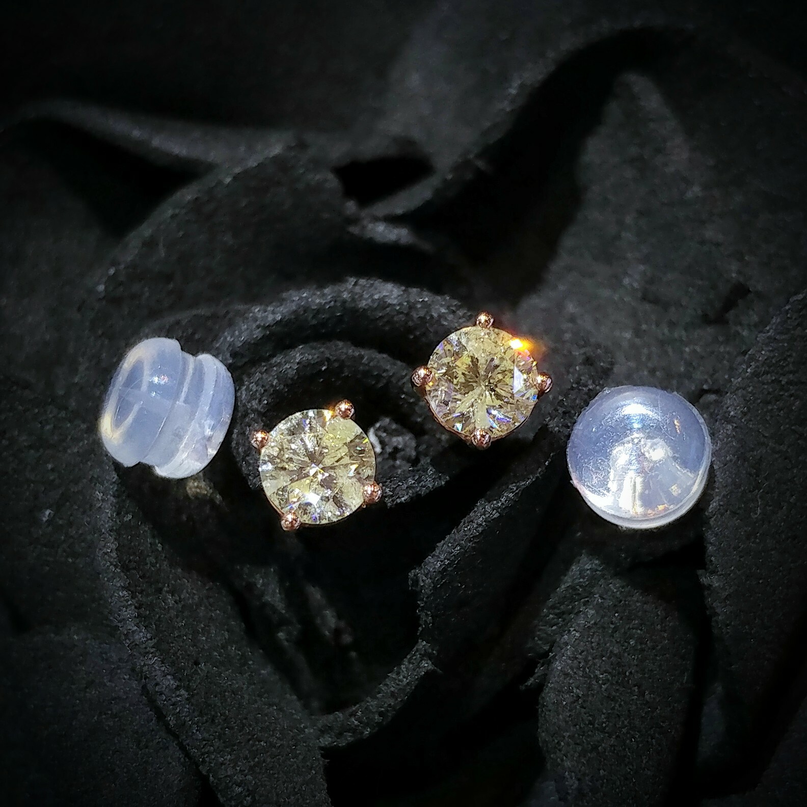 全新18K玫瑰金【主石54份鑽石】耳環