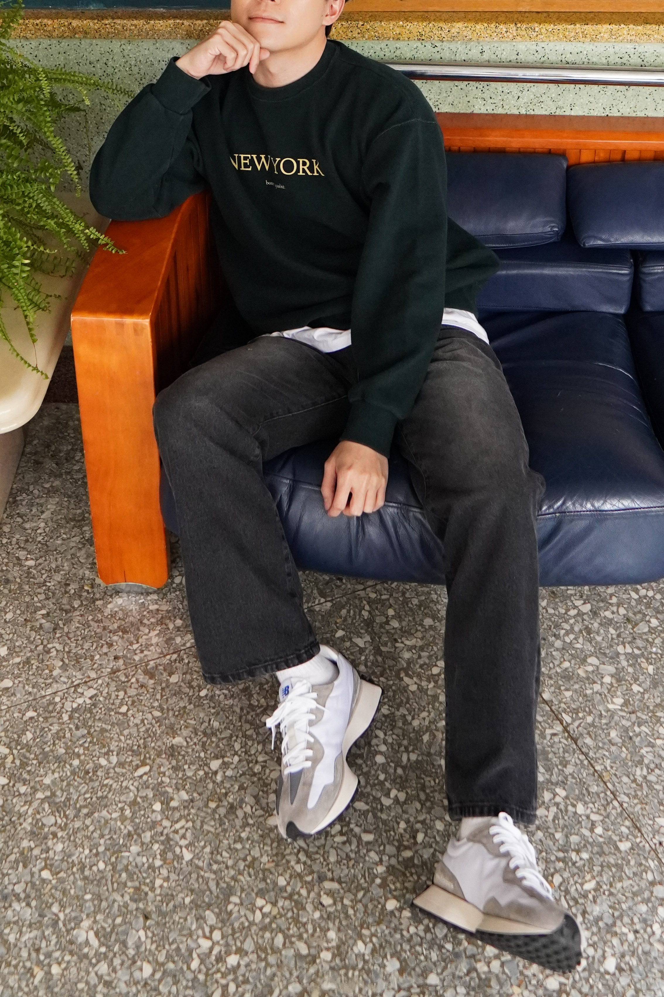 現貨｜超百搭！黑色刷色落地牛仔褲