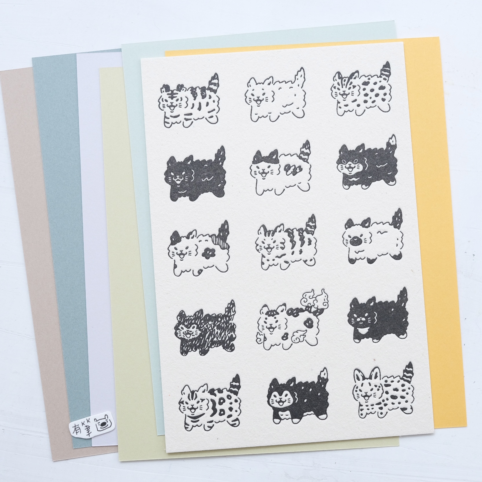 貓貓大炸毛 凸版印刷明信片 | 白色吉米