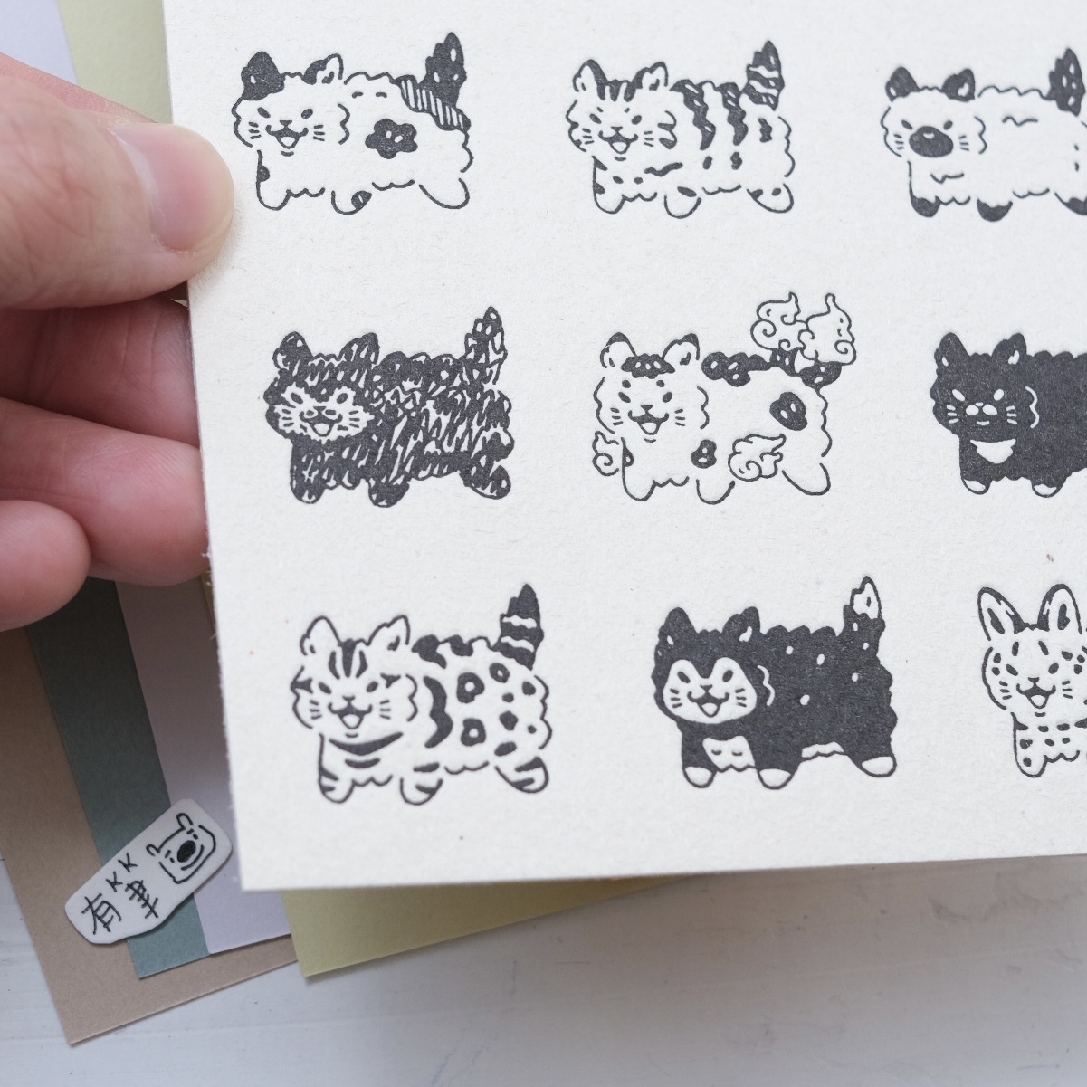 貓貓大炸毛 凸版印刷明信片 | 白色吉米