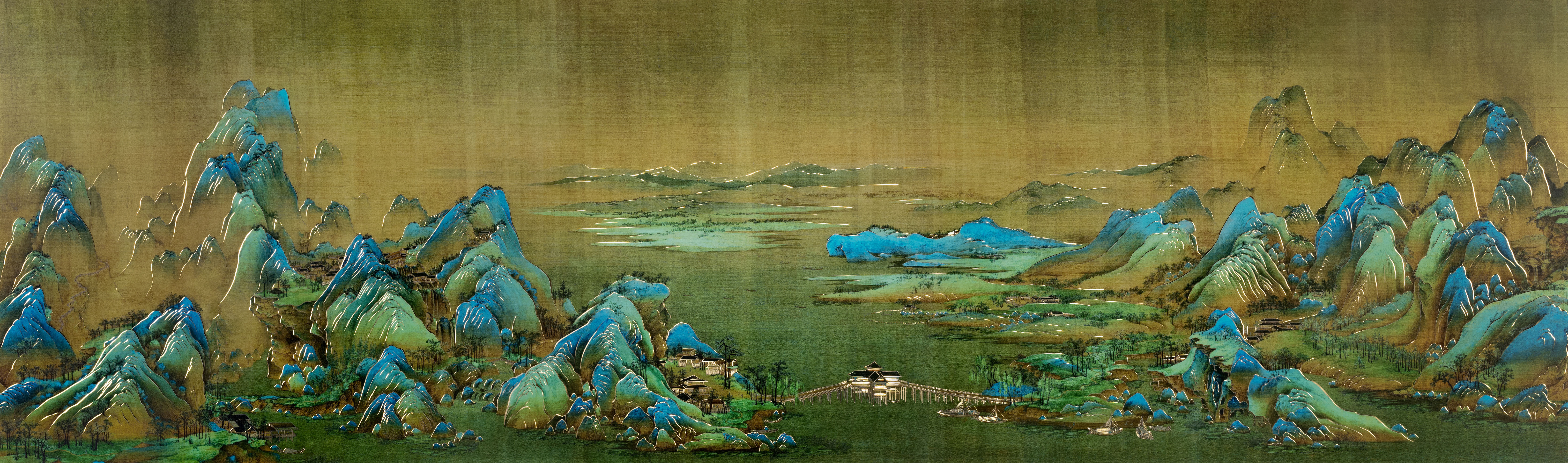 千里江山図 張大千仿王希孟〈千里江山圖〉| Zhang Daqian (Chang Dai-chien