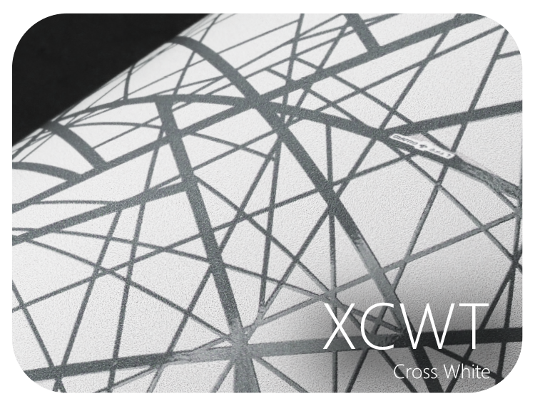 LIFE+GUARD XCWT Cross White LIFE+GUARD WABU Wave Blue vinyl skin sample for 3C protective wraps