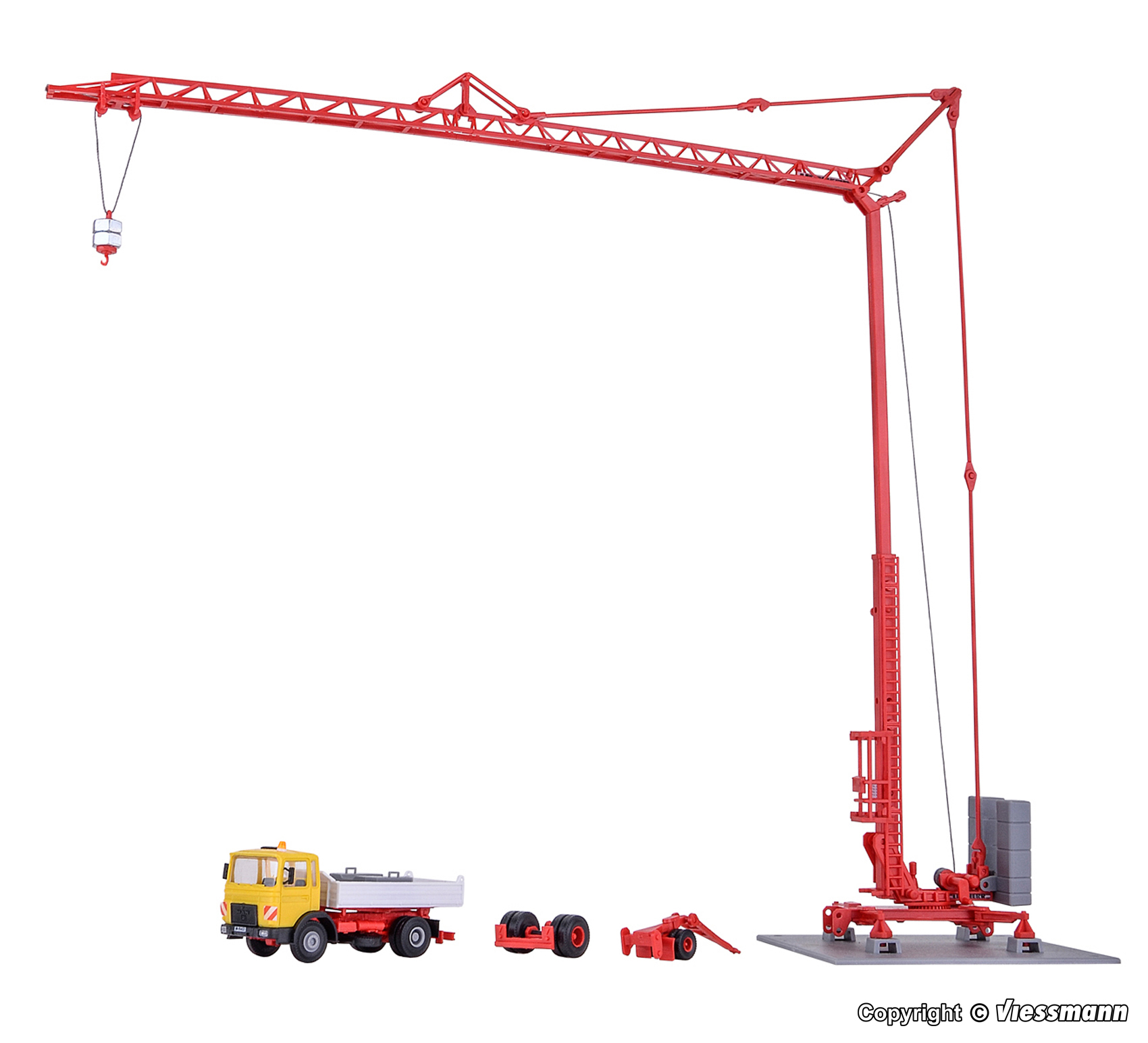 Kibri 13025 HO Scale MAN truck with tipper platform and LIEBHERR SK 20 quick-assembly crane