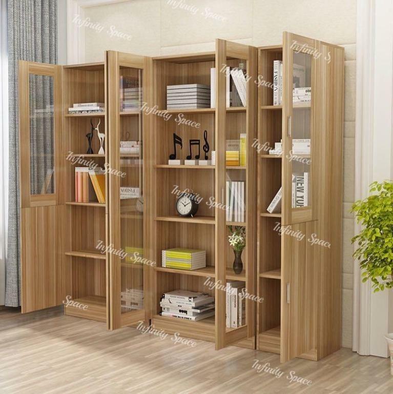 D2195 木門玻璃門書架 書櫃