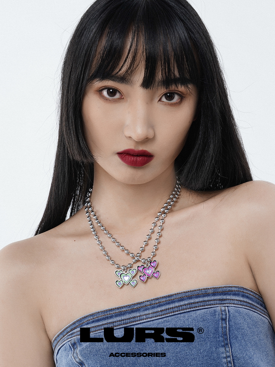 LURS 幻彩 愛心 鋼珠 迷幻 項鍊
