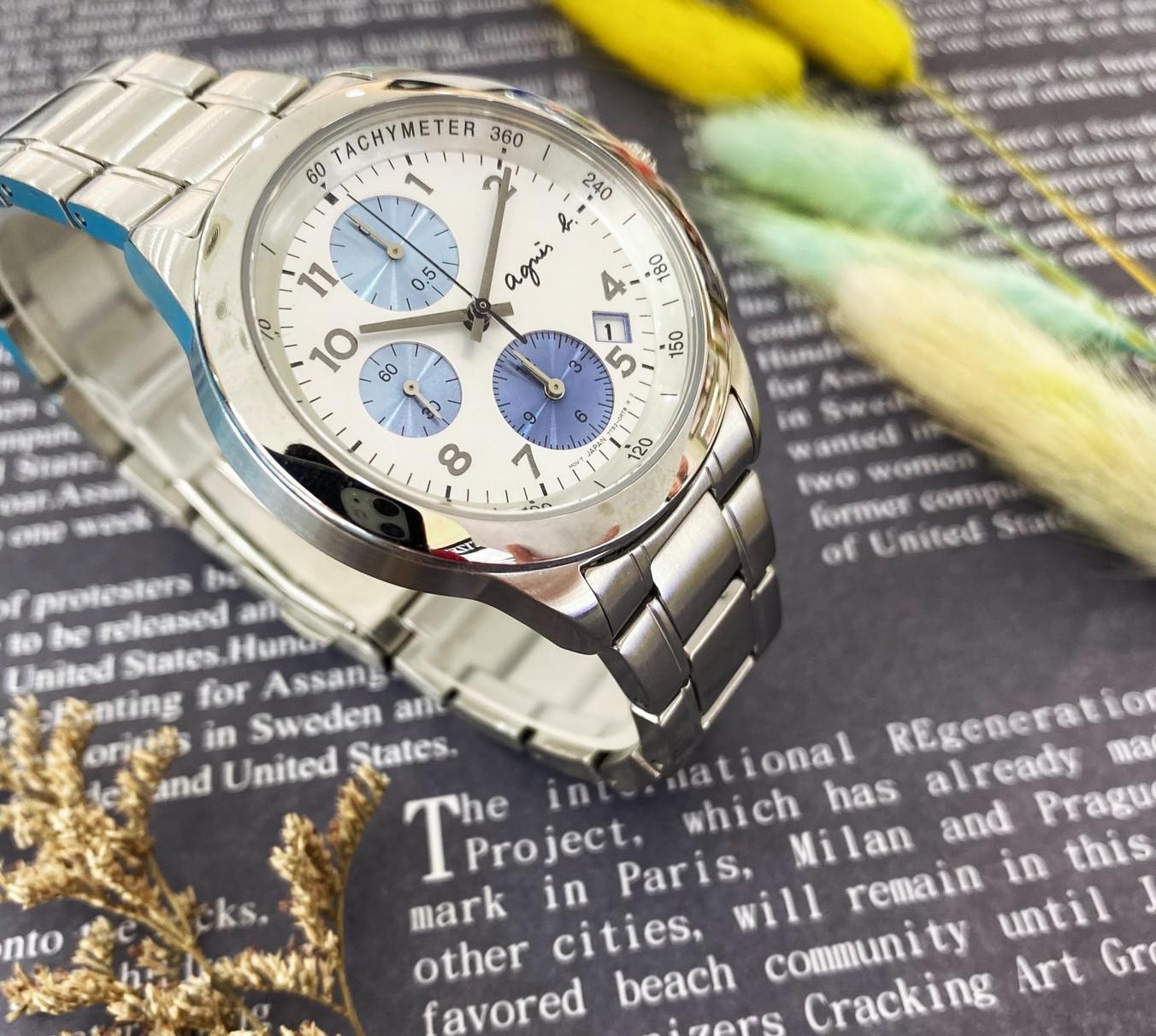 【agnès b.】花漾渲染法式計時中性腕錶 7T92-0LY0L 39mm  現代鐘錶