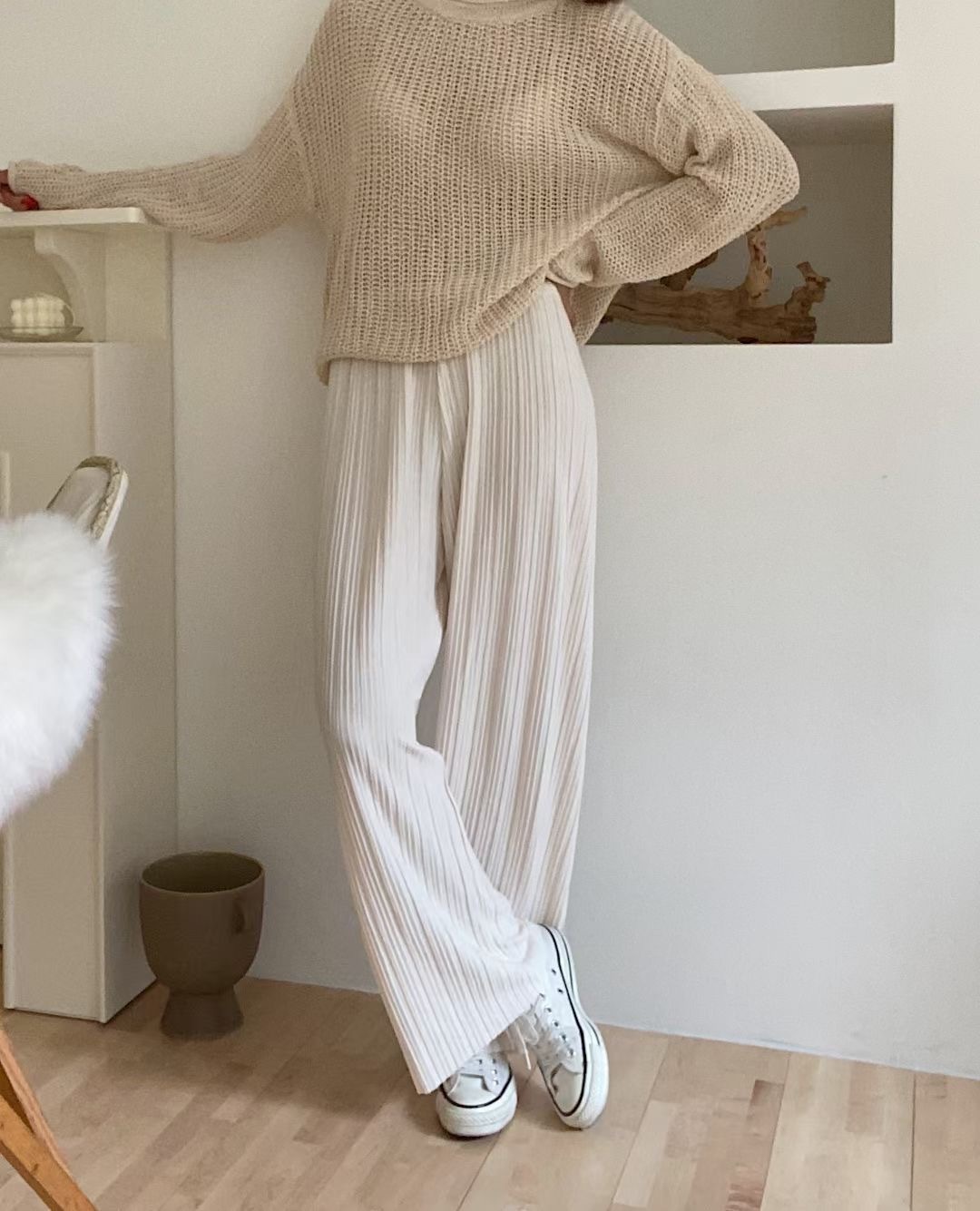 17《預訂》橡筋腰直紋休閒長褲