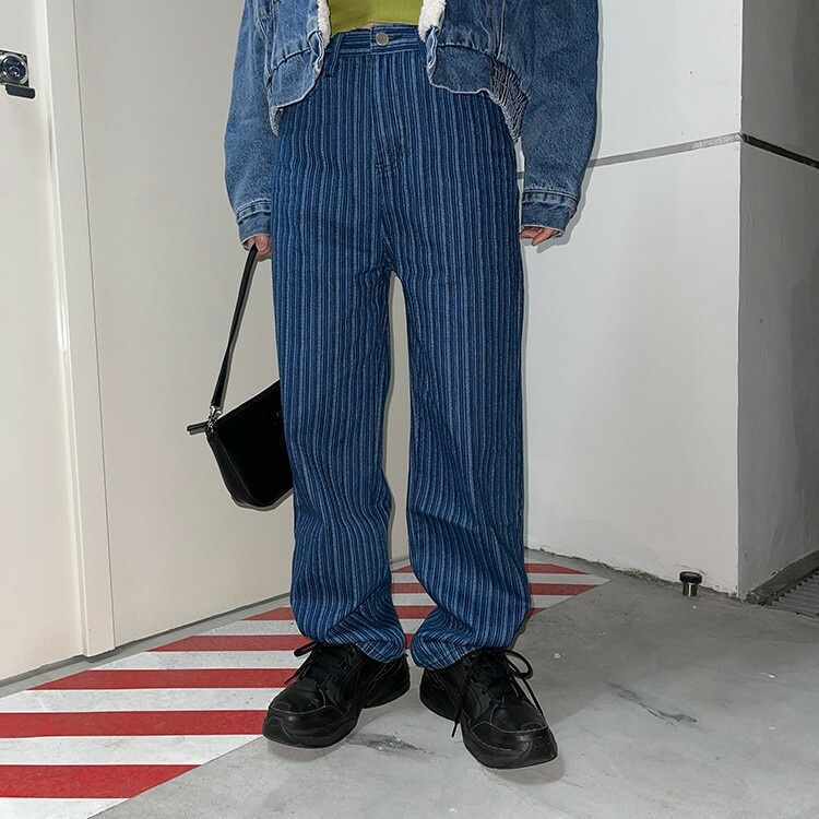 直條紋牛仔褲(in stock)