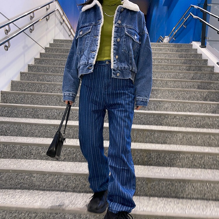 直條紋牛仔褲(in stock)