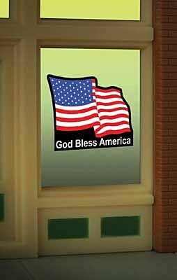 Micro Structures 9095 HO規 U.S. Flag Animated Neon Window Sign  美國國旗霓虹燈