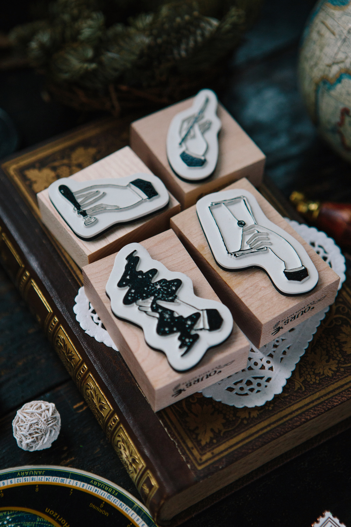 OURS - Hand Maple Wood Stamp Set B