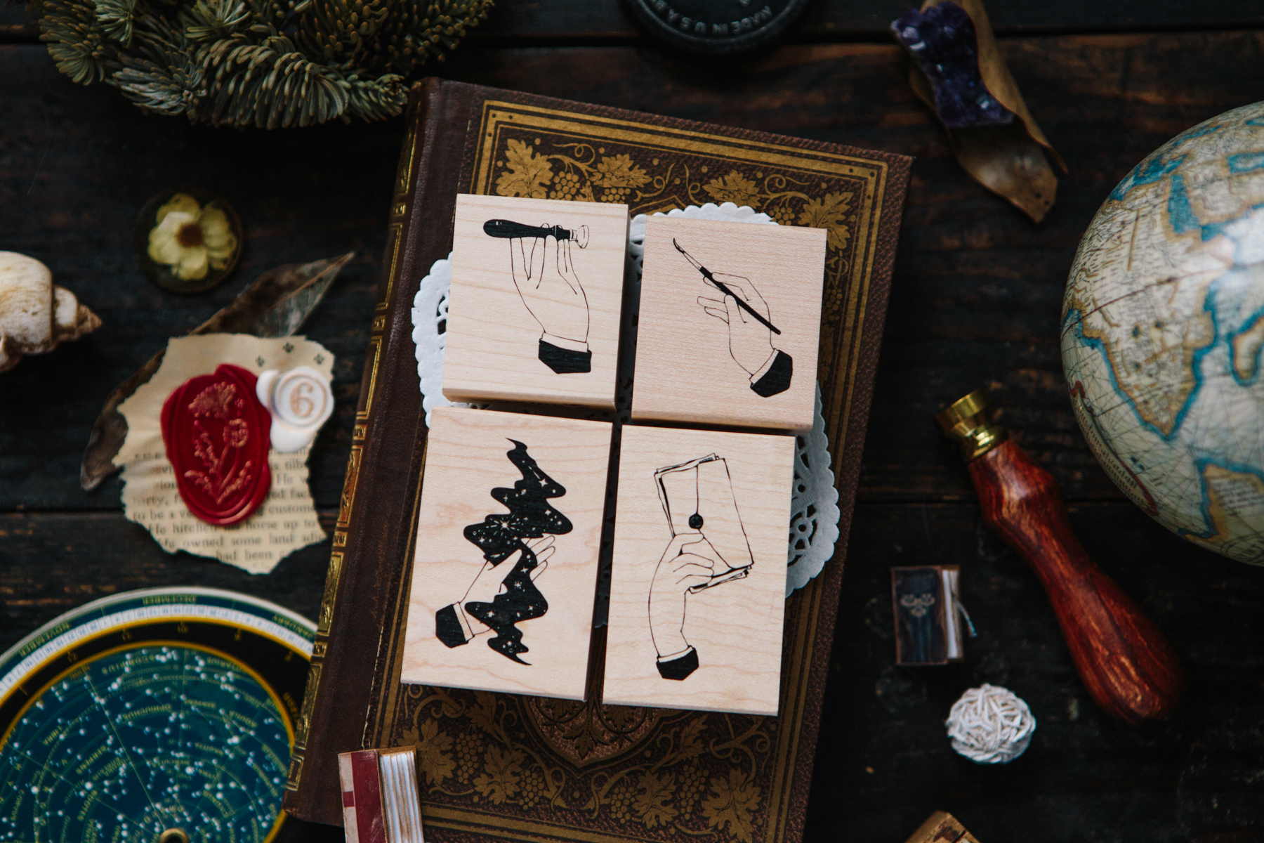 OURS - Hand Maple Wood Stamp Set B