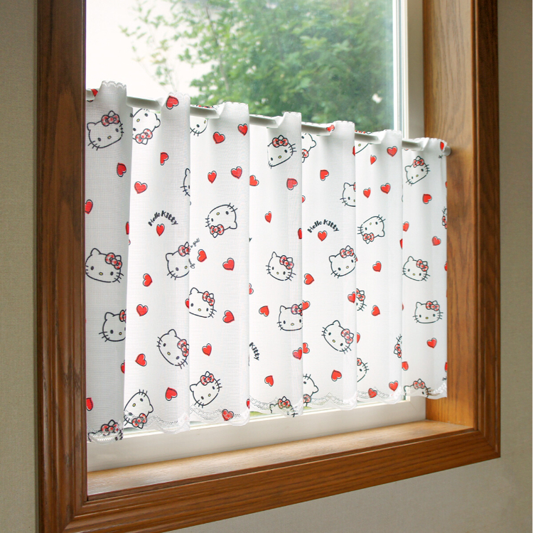 Sanrio Hello Kitty 咖啡廳窗簾 120 x 45 cm 心心 #CM22C-93540