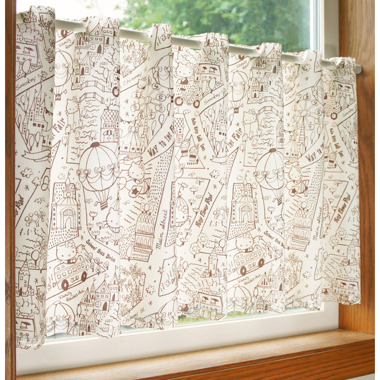 Sanrio Hello Kitty 咖啡廳窗簾 120 x 45 cm 秘密地圖 單色 #CM22C-93543