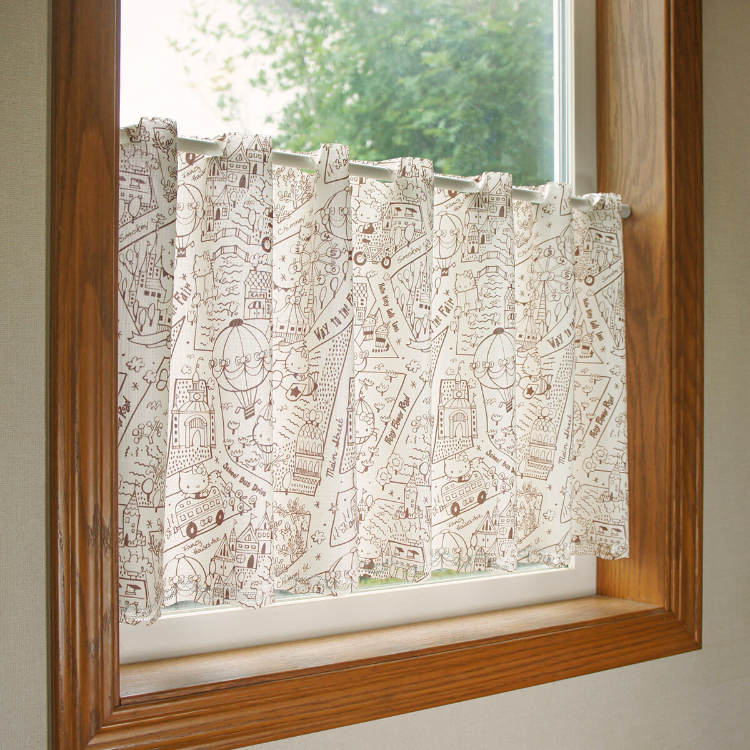 Sanrio Hello Kitty 咖啡廳窗簾 120 x 45 cm 秘密地圖 單色 #CM22C-93543