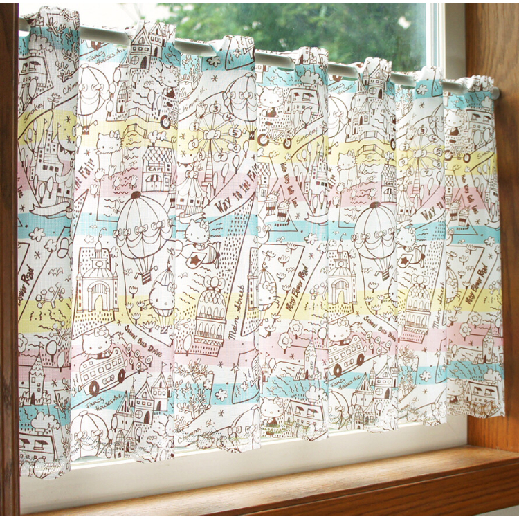 Sanrio Hello Kitty 咖啡廳窗簾 120 x 45 cm 秘密地圖 彩色 #CM22C-93542