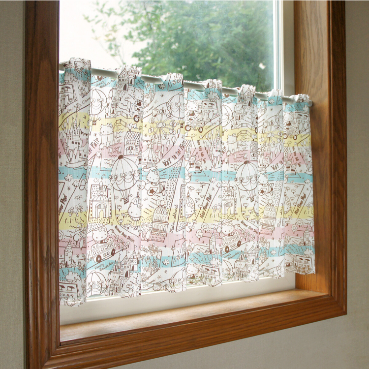 Sanrio Hello Kitty 咖啡廳窗簾 120 x 45 cm 秘密地圖 彩色 #CM22C-93542