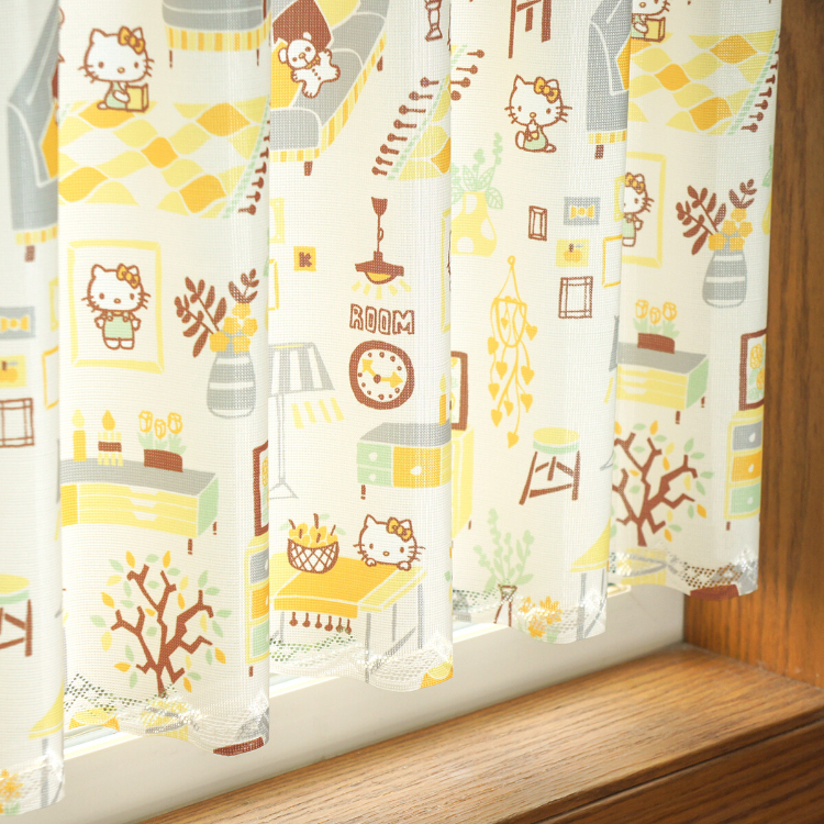 Sanrio Hello Kitty 咖啡廳窗簾 120 x 45 cm Hello Kitty Room 黃色 #CM22C-93545