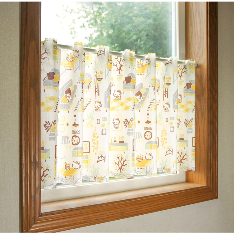 Sanrio Hello Kitty 咖啡廳窗簾 120 x 45 cm Hello Kitty Room 黃色 #CM22C-93545