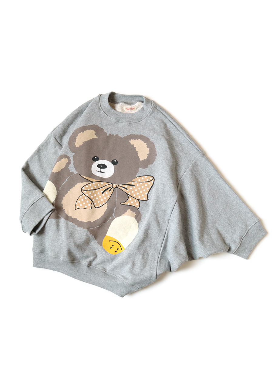 KAPITAL ECO裏毛 七分袖 in RAINBOWY HAPPY 可愛 小熊 笑臉 EK-1192