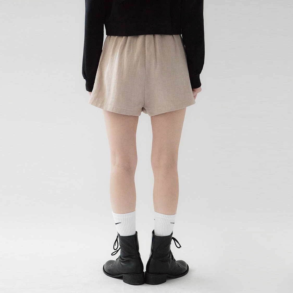 麻料打褶短褲(-30%)