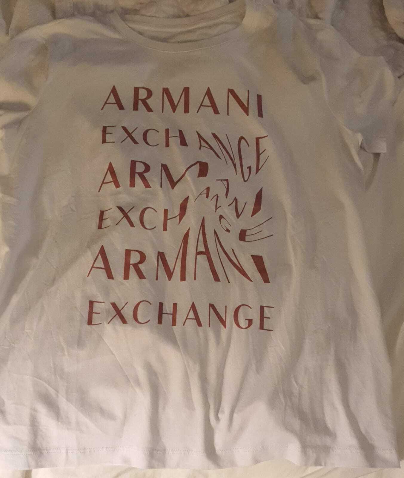 [U] ARMANI EXCHANGE TEE SHIRT WITH PINK WORDING,WHITE, 6KYTAJ YJ16Z-WHITE (UAX11)