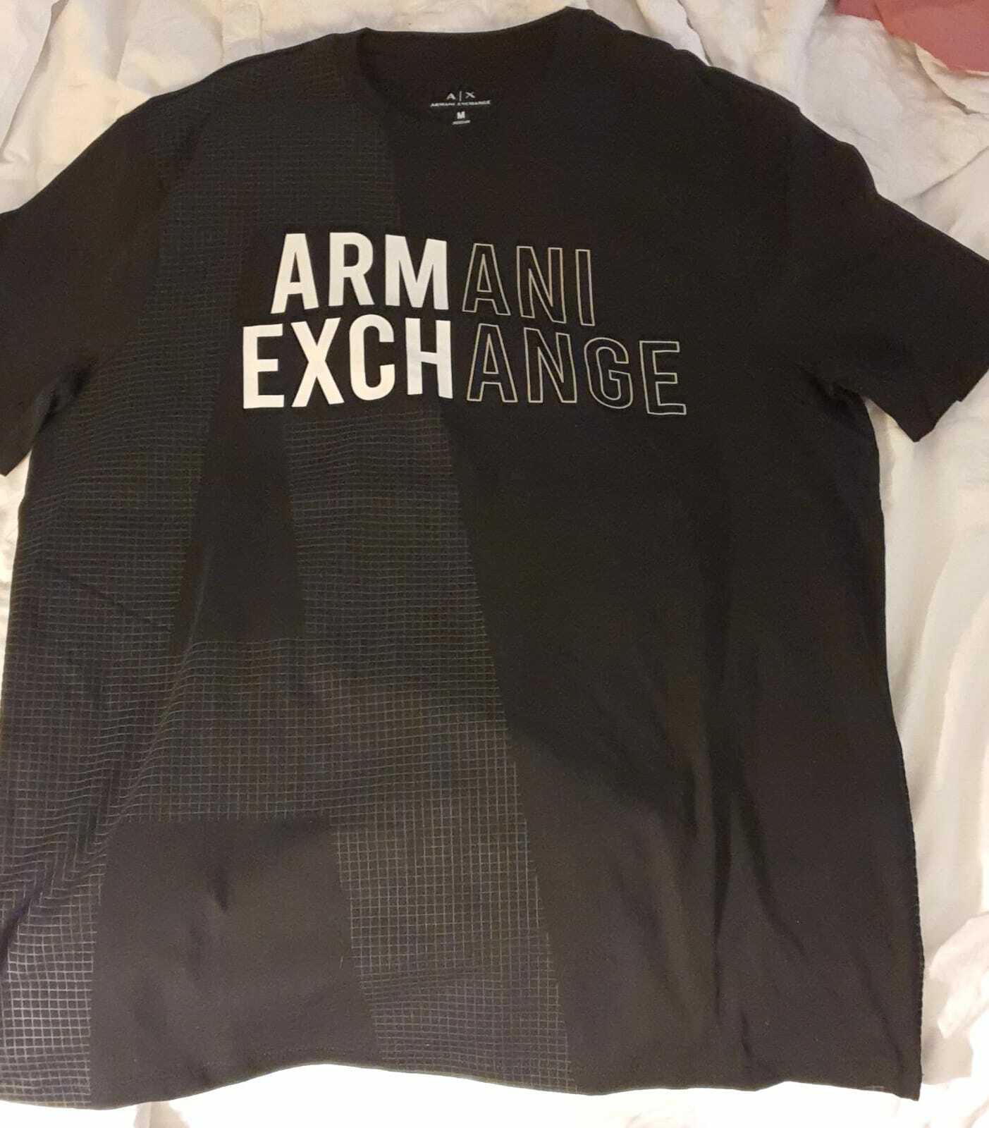 [U] ARMANI EXCHANGE TEE SHIRT WITH WHITE WORDING,BLACK, 6KZTFC ZJH4Z-BLACK (UAX13)