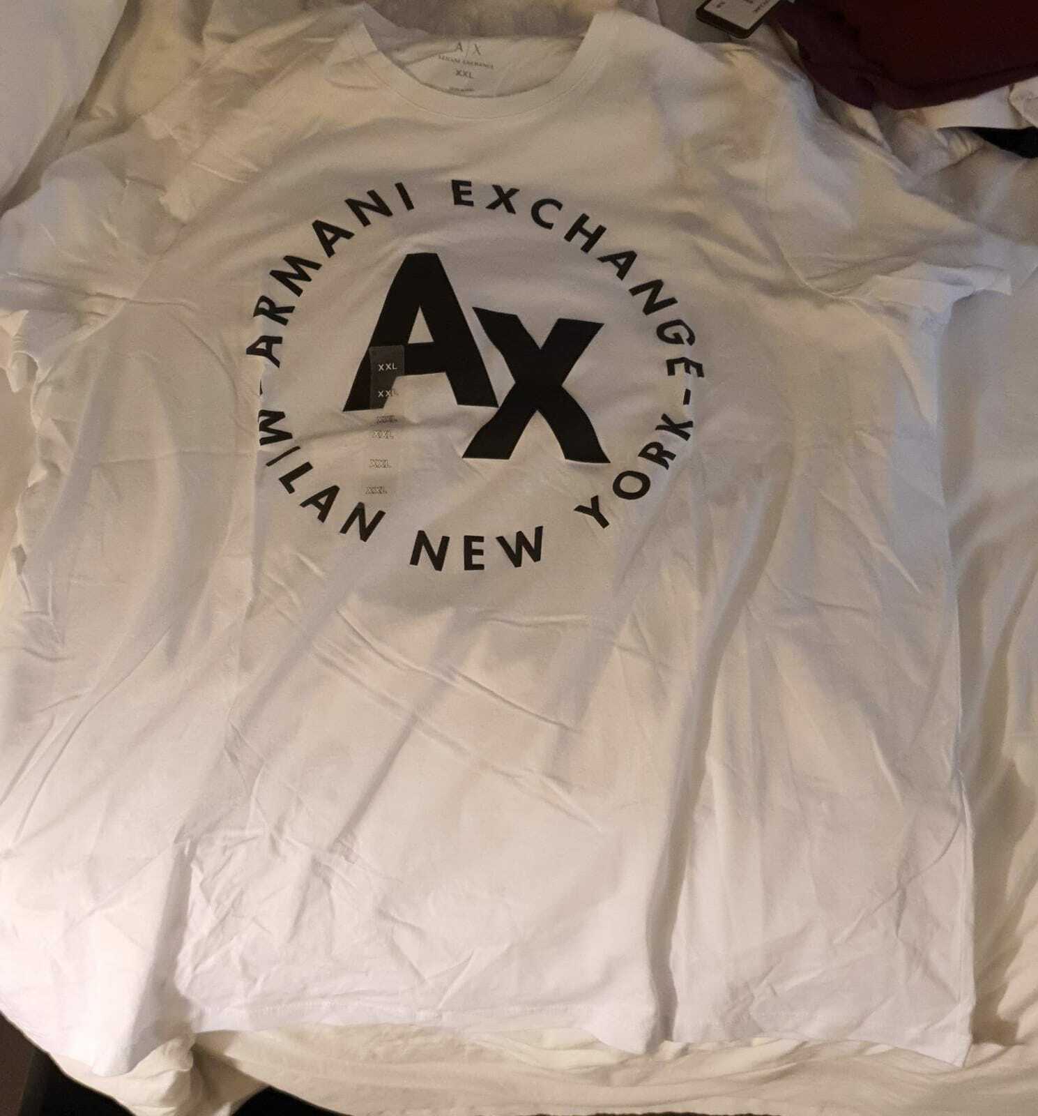 [U] ARMANI EXCHANGE TEE SHIRT WITH BLACK LOGO,WHITE, 7VZTDB ZJ2MZ-WHITE (UAX19)