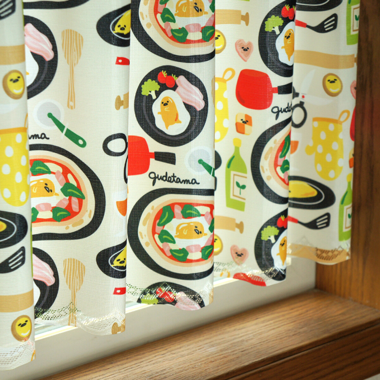 Sanrio 蛋黃哥咖啡廳窗簾 120 x 45 cm 廚房用品 薄餅 #CM22C-93563