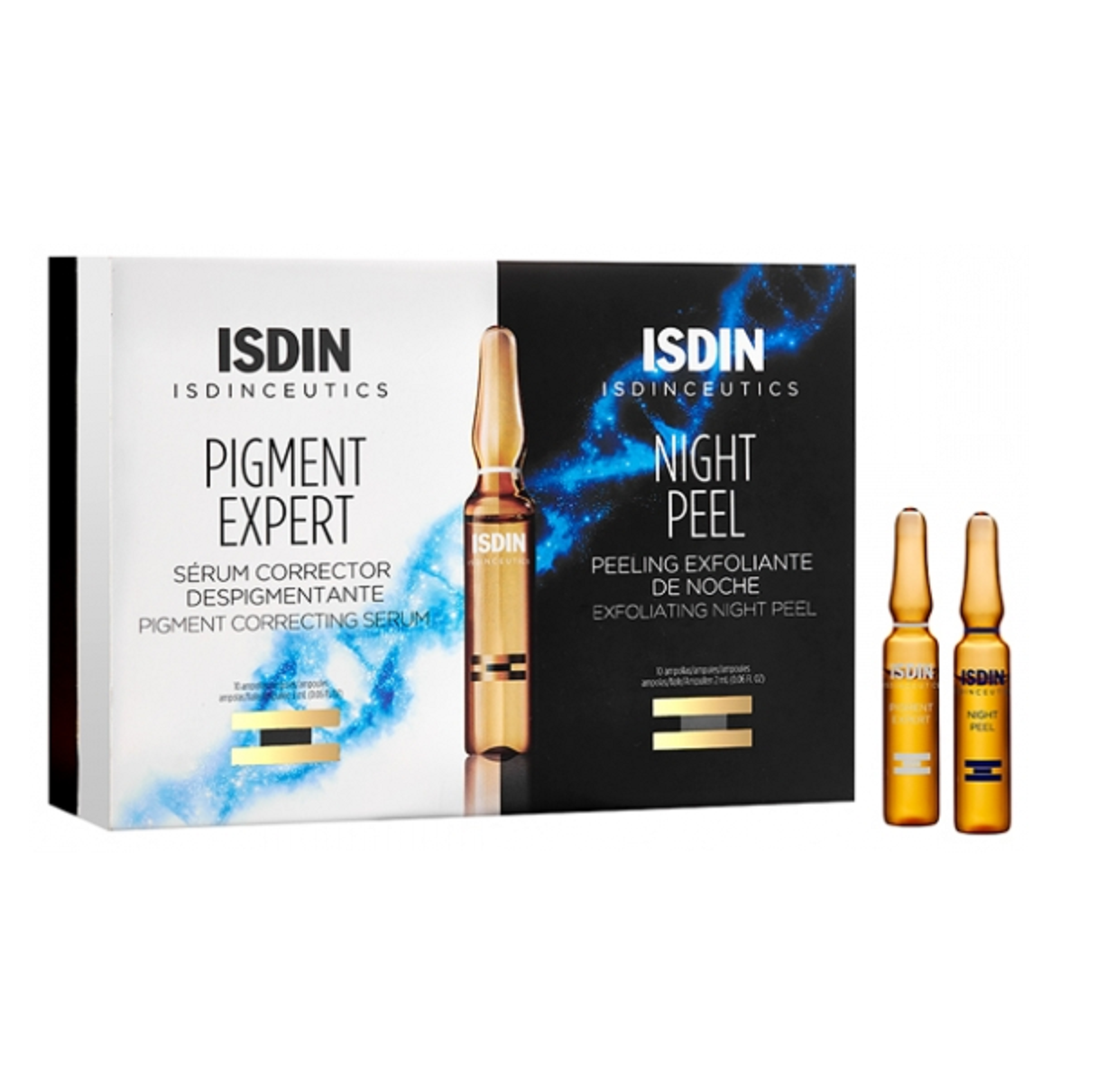 Isdinceutics Pigment Expert Pigment Correcting Serum 10 pcs + Night Peel Exfoliating Night Peel 10 pcs 雙重無暇美白煥膚安瓶2ml x 20pcs