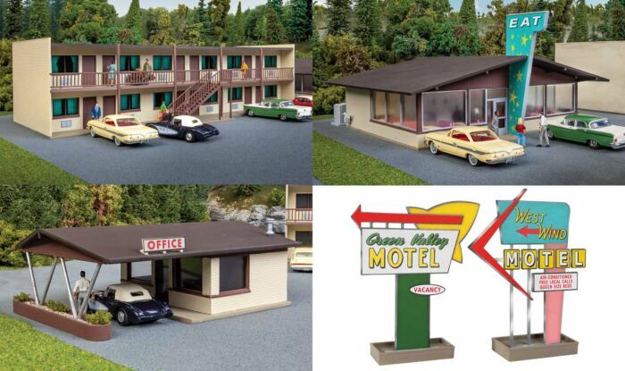 Walthers 933-3487 HO scale Vintage Motor Hotel with Office and Restaurant -- Kit