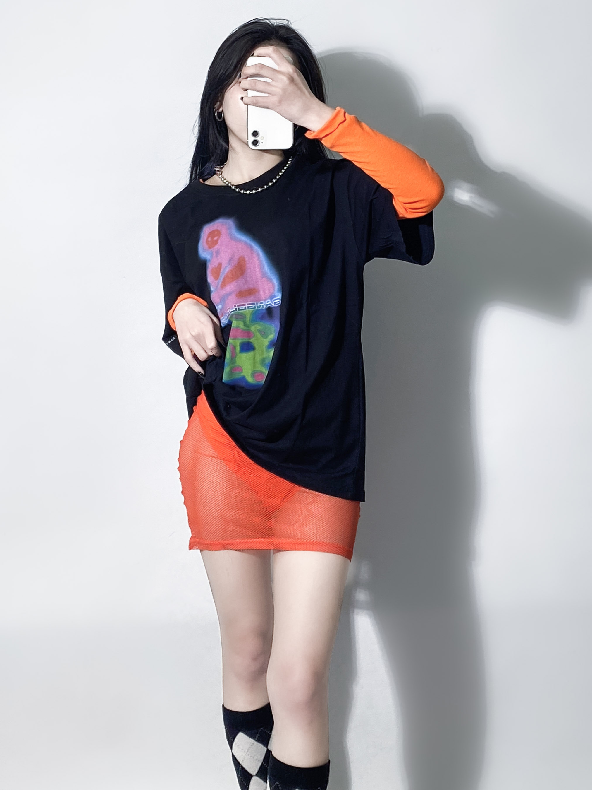 火辣高腰三角透網短裙