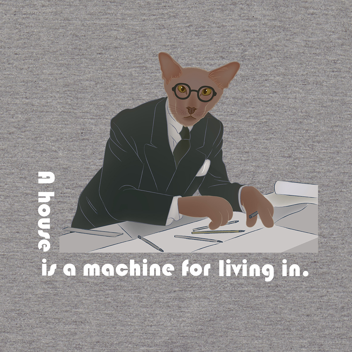 貓大師T恤 - 勒 柯比意