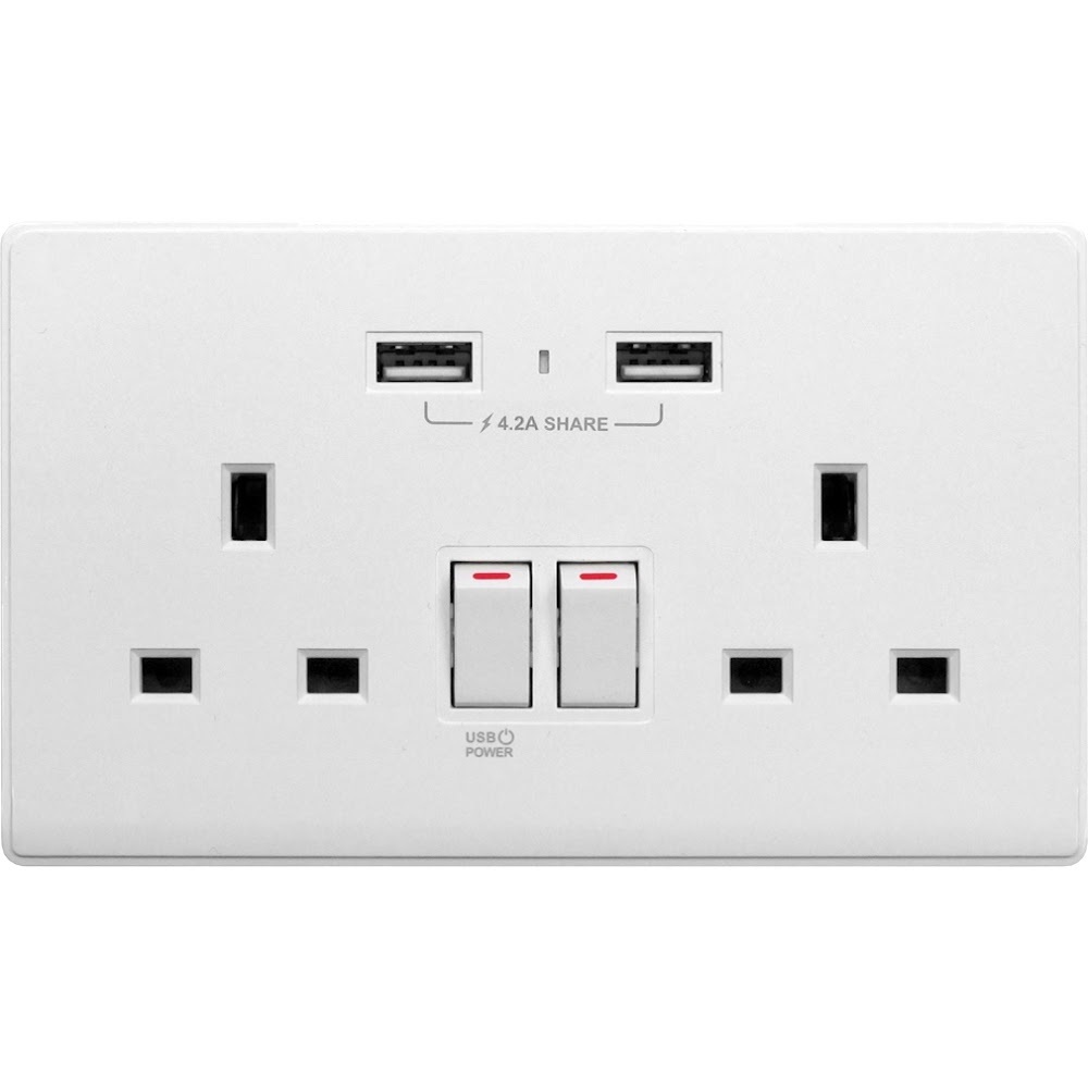 M2K （光面白）13AUSB孖蘇 4.2A/4.2A+Type C/5.7A PDQC