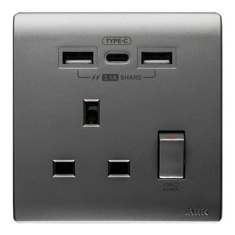 M2K （碳灰）13AUSB單蘇 3.1A/3.1A+Type C/4A PDQC