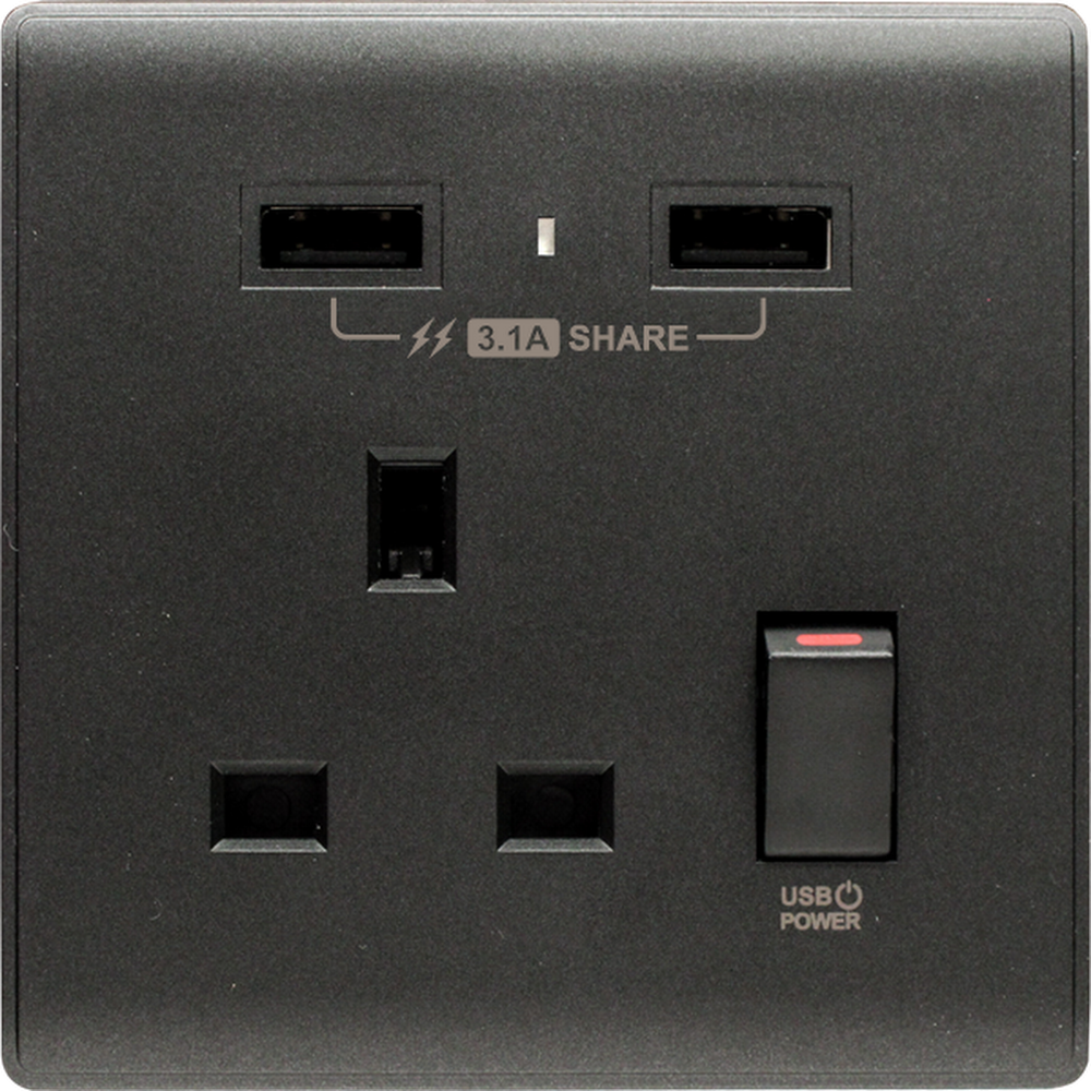 M2K （碳黑）13AUSB單蘇 3.1A/3.1A+Type C/4A PDQC