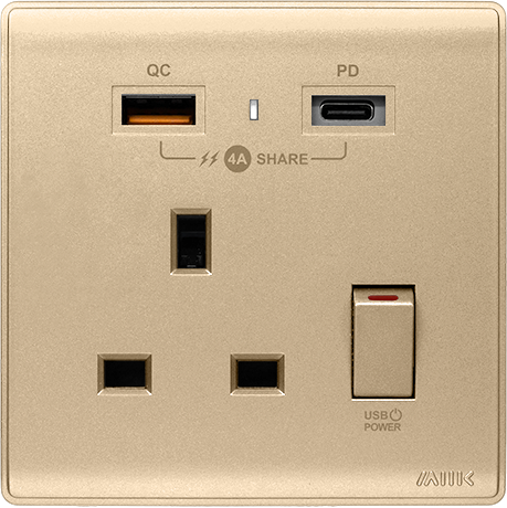 M2K （香檳金）13AUSB單蘇 3.1A/3.1A+Type C/4A PDQC