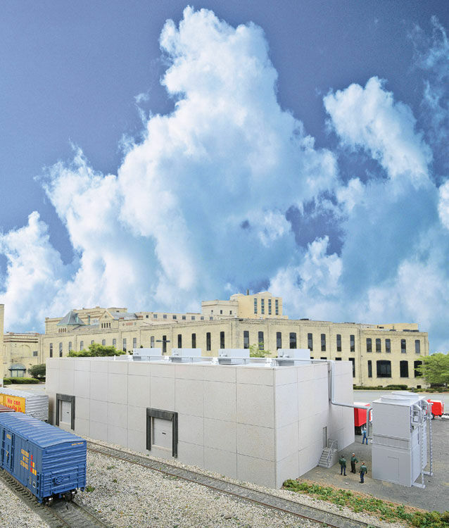 Walther 933-4069 HO Scale Modern Cold Storage Warehouse -- Kit - Main building: 20-1/2 x 9-1/8 x 5-1/4" 52 x 23.1 x 13.3cm