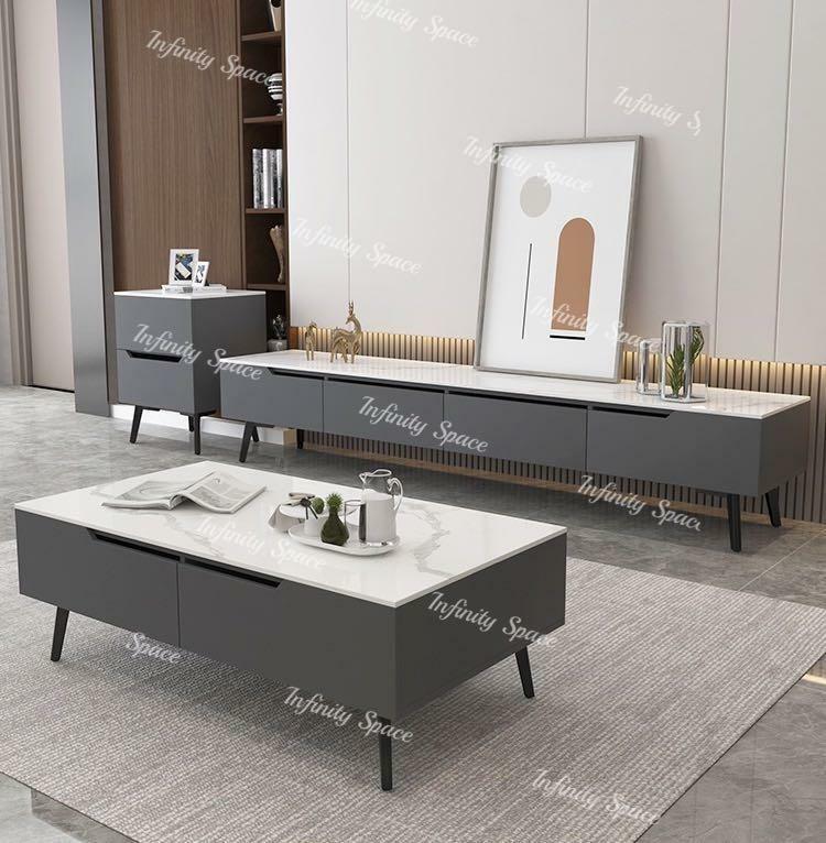 B0260 岩板電視地櫃 茶几 邊櫃組合